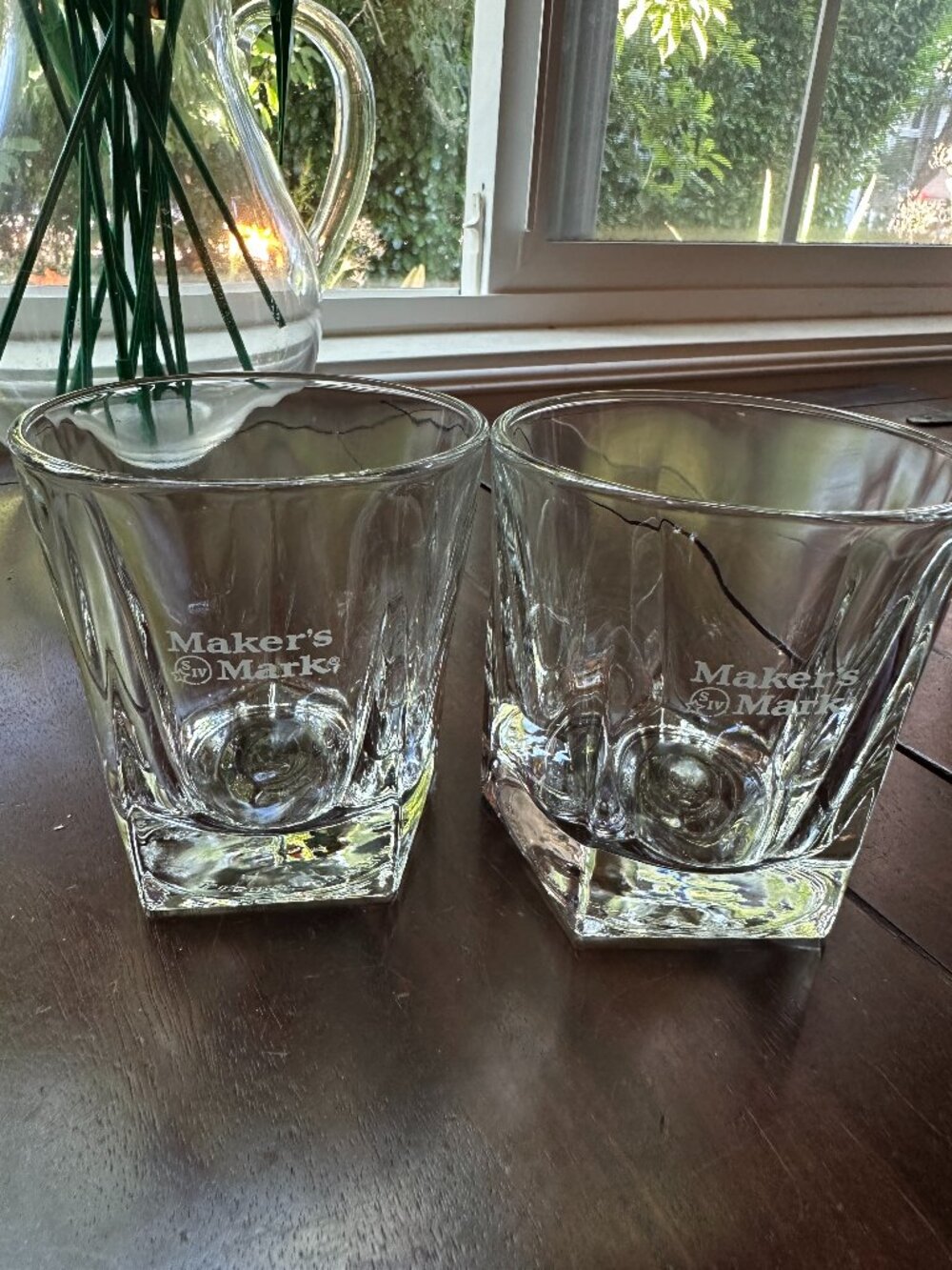 Maker's Mark Whiskey Rocks Glasses Set of 2 | Never Used | Etched Logo